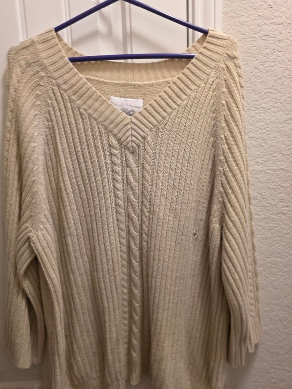 Avenue Sweater Collection 22/24 Beige Cable Knit Sweater Plus Size Oversized